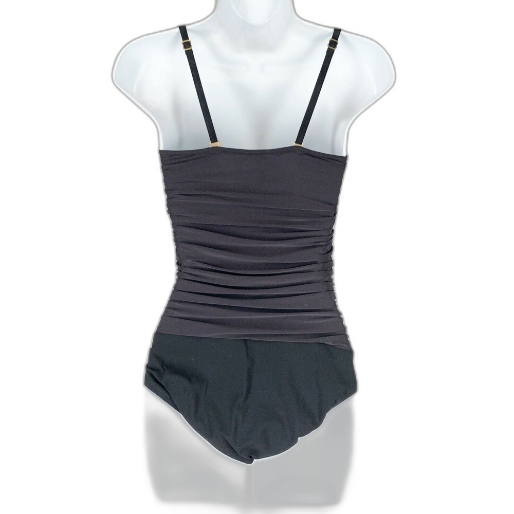 💐 Lands’ End 4 Women’s Black One‑Piece Swimsuit – Ruched Tummy Control Swimwear - Picture 4 of 7